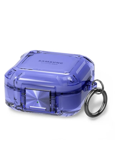 Samsung Galaxy Buds Core Uyumlu Transparan Tank Kılıf +kanca 1.kalite Mavi