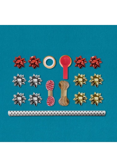 Siyah Puantiyeli Beyaz Ambalaj Kağıdı Seti, 10 Rulo Kağıt 70x100c