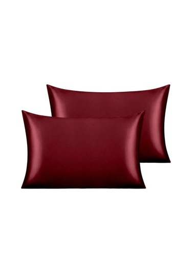 Antibakteriyel Terletmeyen İpek Saten Yastık Kılıfı 2'li 50x70 Bordo Bordo