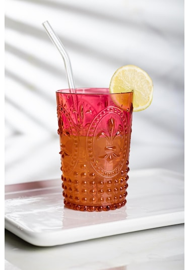 Akrilik Kırmızı Tekli Kısa Bardak & Su Meşrubat Kahve Yanı Bardağı 400 Ml Cam Değildir Kırmızı