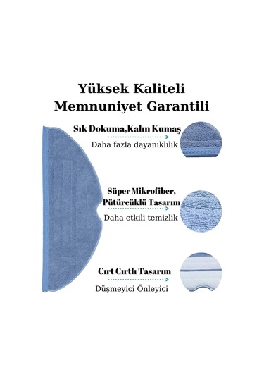 Roborock S7 Uyumlu 2 Adet Mop Fiber Bez Robot Süpürge Paspas