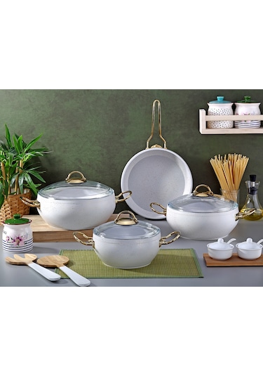 Gümüşer Granit 7 Parça Tencere Tava Seti