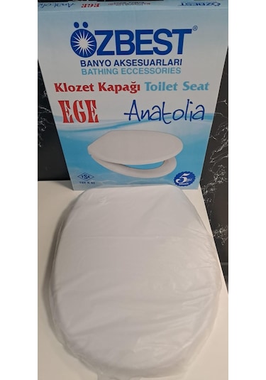 Özbest Ege Anatolia Akdeniz 36 X 43 Cm Normal Kapanan Plastik Klozet Kapağı Beyaz