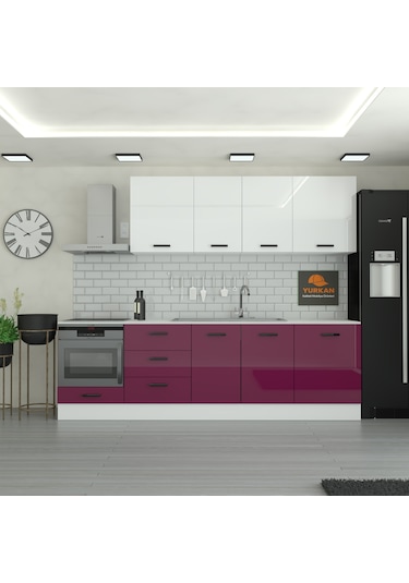 270 Cm Mutfak Dolabı Mdf Kapak Tezgah Dahil Yrkn270 102 Mürdüm