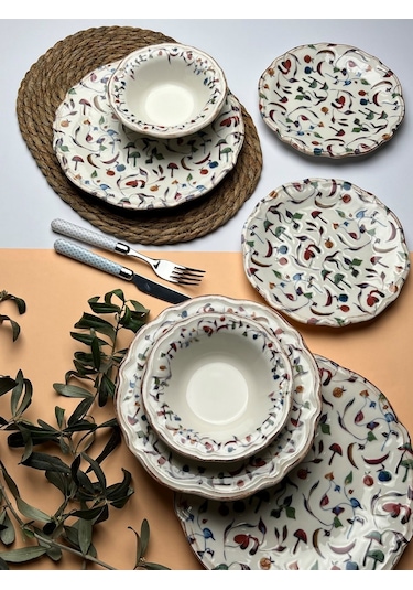 Tabak Evi Fulya Colorido Porselen Yemek Takımı 6 Kişilik 24 Parça