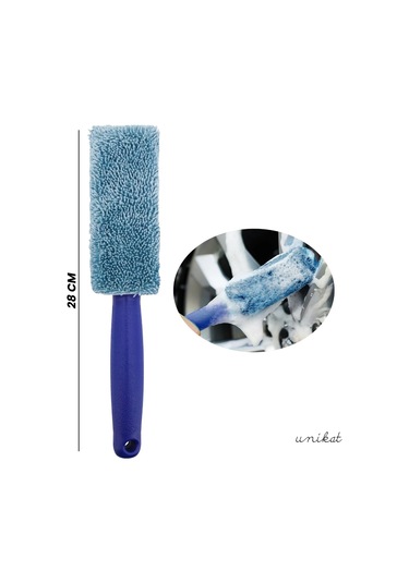 Jant Ve Egzoz Temizlik Süngeri Mopu Mikrofiber Metalsiz İçi Sünger Yumuşak Mavi 1 Adet
