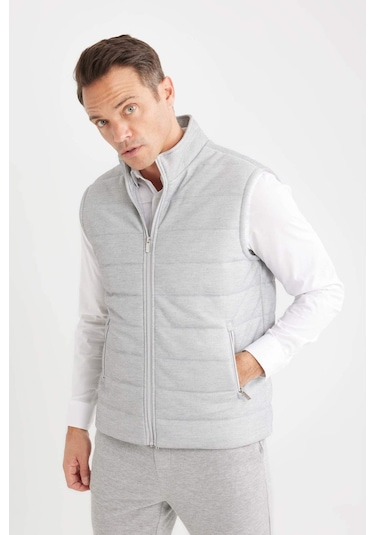 DeFacto Slim Fit Dar Kesim Dik Yaka Fermuarlı Yelek D7536AX25SPGR221