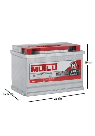 Mutlu Akü 12 V 72 Ah 700 Sae 640 A En