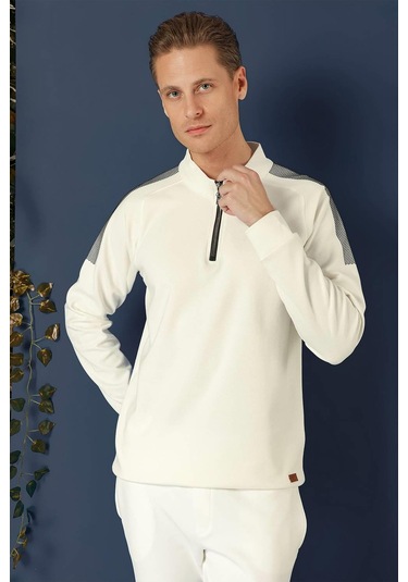 Swt 012 Swea Slim Fit Ekru Spor 47 - Sweatshırt Ekru