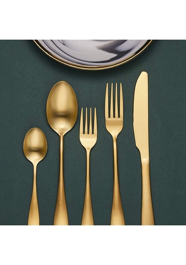 Shineyee 410 Paslanmaz Çelik Gümüşleme Yemek Ütensili Seti, Siyah 5'li Paket, Akşam Yemeği Bıçağı Kaşık Çatal, Dayanıklı Ve Zırhlı, Hediye İçin Uygun Diğer