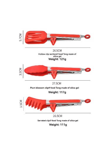 Kangvka 3'lü Yeşil Silikon Uçlu 23cm Çelik Mutfak Kancası - Barbekü, Makarna, Salata İçin Çok Renkli