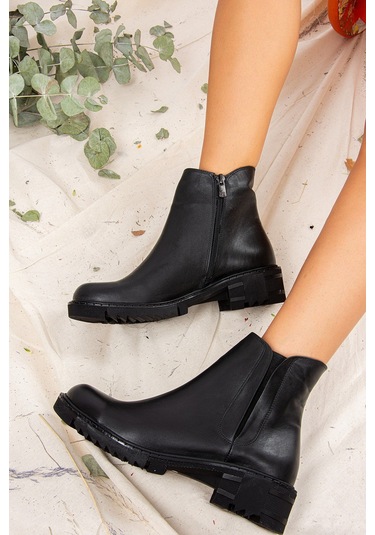 Fox Shoes Siyah Hakiki Deri Kadın Bot J654011903 Siyah