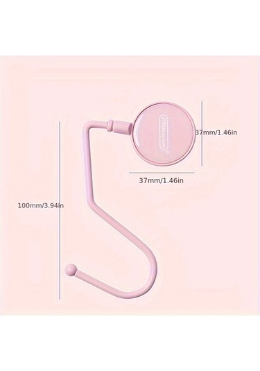 Elmpaly Pembe 1 Adet Masaüstü Çanta Askısı, Kaymaz Taban 5kg Kapasiteli Pembe