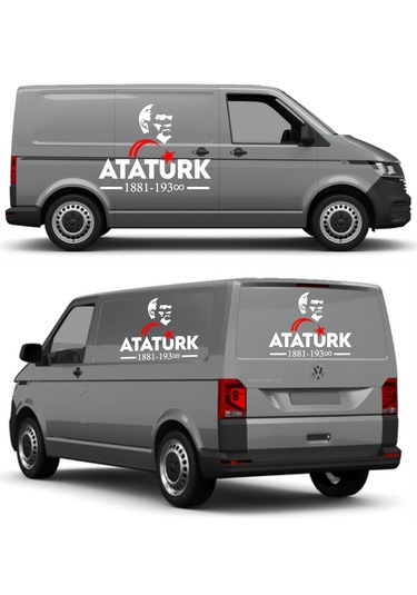 Atatürk Ve Ay Yıldız Sticker - Atatürk Yazısı Araba Oto Motosiklet Karavan Sticker - 00621 15x12 Cm