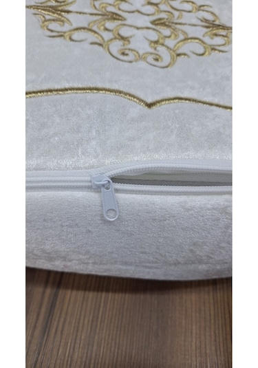 Laura Kadife Gold Nakışlı Hurç Orta Boy 40x40x20 Cm Çeyizlik Nişan Düğün Gelin Bohçası Beyaz