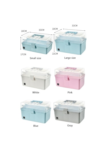 Wezone Büyük Kapasiteli Ev Tipi Tıbbi Sandık, 3 Katlı Şeffaf İlaç Saklama Kutusu, Su Geçirmez, Taşınabilir Gri Renk Gri