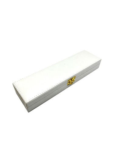 Tesbih Kutusu Dikişi Deri Beyaz 4 No S