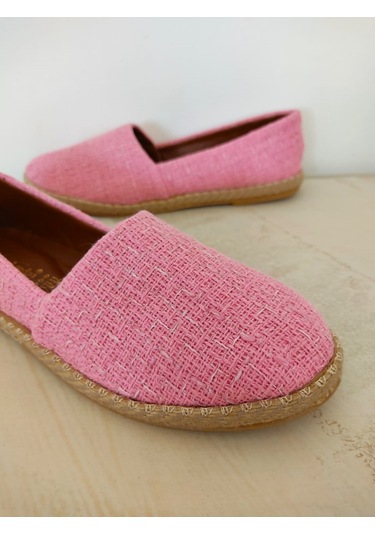 Keten Pembe Hasır Detaylı Kadın Espadril Pembe