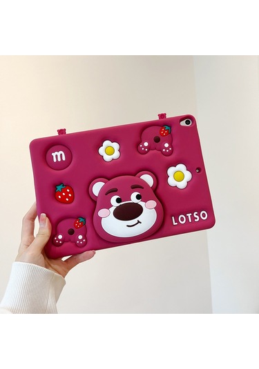 Apple Ipad 8. Ve 9. Nesil 10.2 Inç 2020 / 2021 Uyumlu Kedi Kılıf Standlı Eğlenceli Koruma Kırmızı