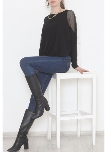 Bensu Store - Kolları Fileli Bluz Siyah - 1745.1095. 001