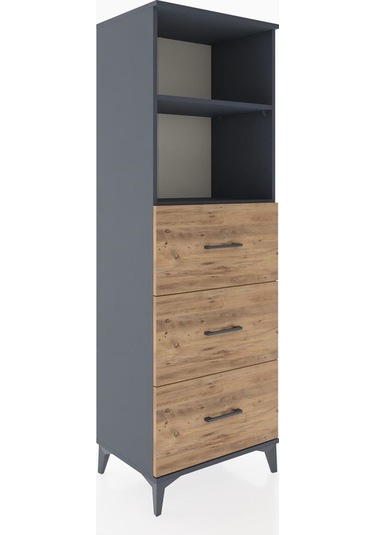 Hyperion Dolap 2 Raflı 3 Çekmeceli 60x44x182 Antrasit-çam Antrasit