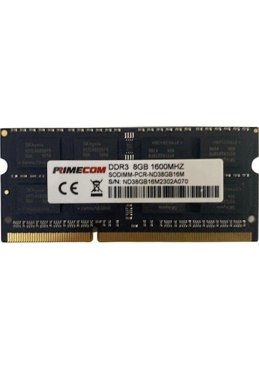Primecom PCR-ND38G16M 8GB  DDR3 1600 MHz CL11 SODIMM Notebook Ram