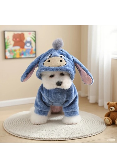 Elmpaly Mavi Yumuşak Malzeme Küçük Köpek Kışlık Denim Ceket Pomeranian Chihuahua Shih Tzu