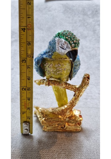 Zirkon Taşlı Emaye Papağan Kutu Biblo 001