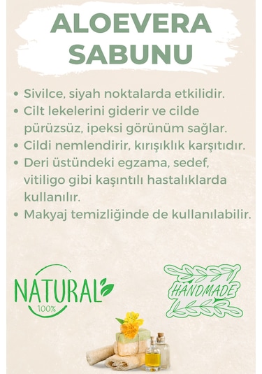 Kabak Lifli El Yapımı Doğal Aloevera Sabunu 120 G x 3 Adet