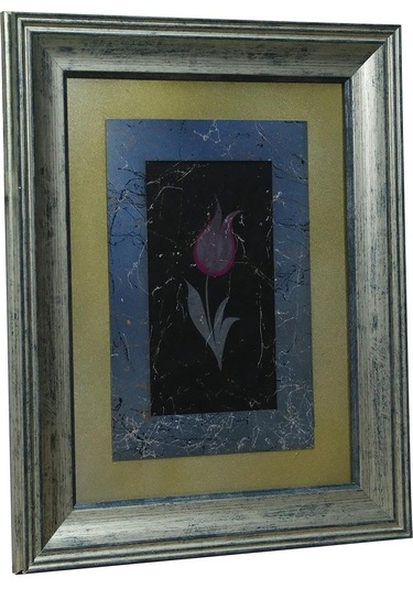 E38 El İşçiliği Pembe Desenli Lale Ebru Tablo 38 31 Cm-6461