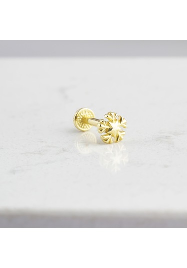 Glorria Altın Kar Tanesi Tragus Piercing Altın