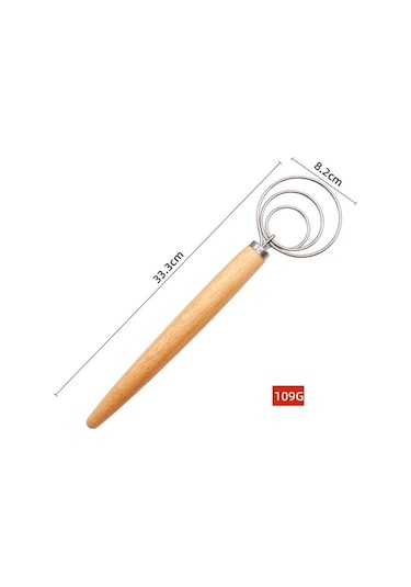 Primepickings 13 İnç Meşe Saplı Un Mikseri, Paslanmaz Çelik Karıştırma Çubuğu, Bobin Çırpma Teli, Üç Daire Karıştırıcı Diğer