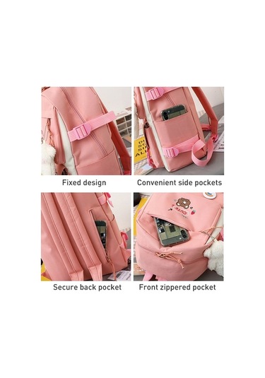 Novahub 5 Adet Sevimli Kız Öğrenci Okul Çantaları, Hafif Siyah Sırt Çantası Takımı Siyah