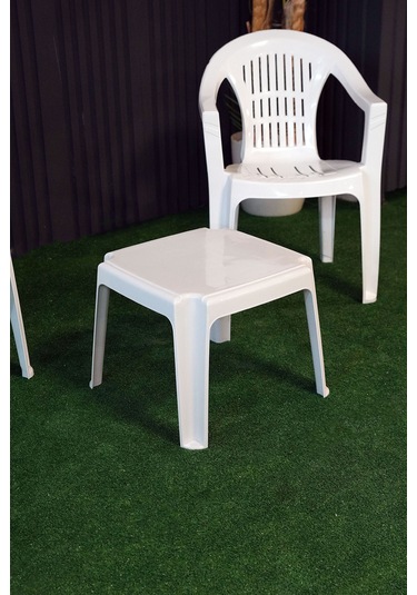 Alezy Bahar Dört Kişilik Sandalye Seti 4 Adet Sandalye + 50x50 Cm Orta Sehpa Beyaz