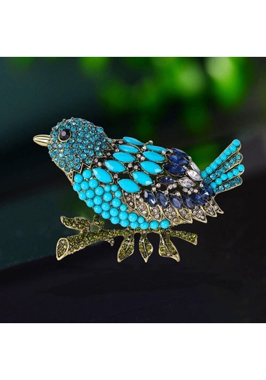 Homyl Düğün Giyim Bayanlar Için Rhinestone Broşlar Dekoratif Mavi