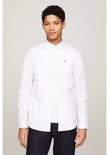 Erkektjm Stretch Slim Fit Gömlek - Beyaz Beyaz
