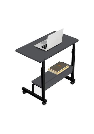 Yükseklik Ayarlı Raflı Laptop Sehpası ve Çalışma Masası -Antrasit