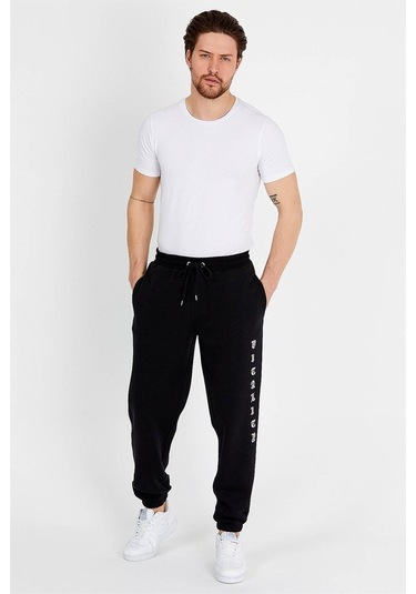 Jahr Marc Baskılı Oversize Siyah Erkek Eşofman Altı Siyah