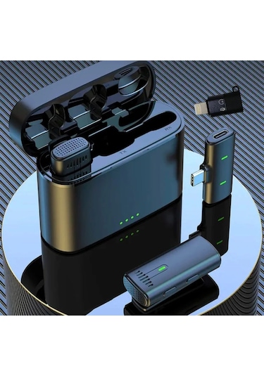 K10 Iphone Ve Type-c Uyumlu Kablosuz Yaka Mikrofonu Göstergeli