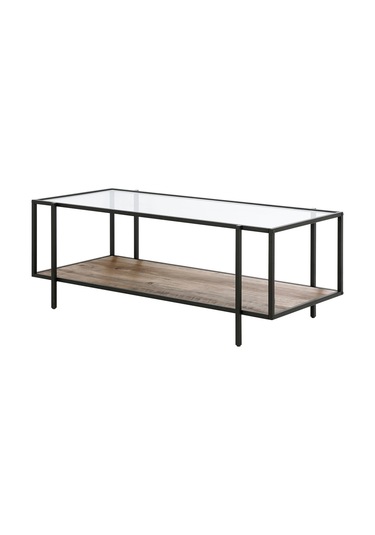 Adeline Siyah Metal Cam&ahşap Orta Sehpa