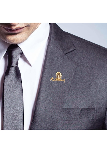 Atatürk İmzalı Ve Büstlü Şık Kutulu Yaka Rozeti Gold Altın