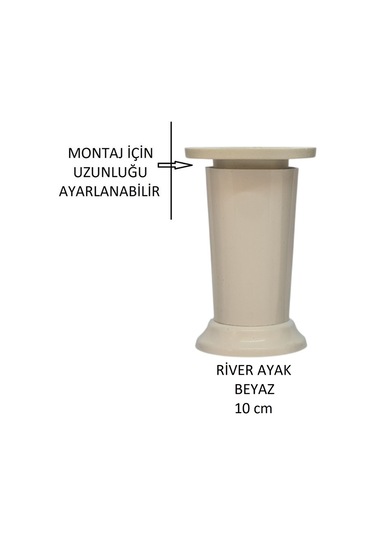 River Ayak, Plastik Mobilya Ayağı, 10 Cm, Vidalar Dahil, Beyaz Beyaz
