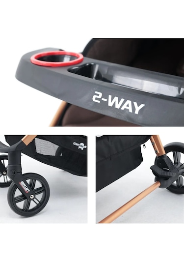 2-way Çift Yönlü Bebek Arabası Wood Brown