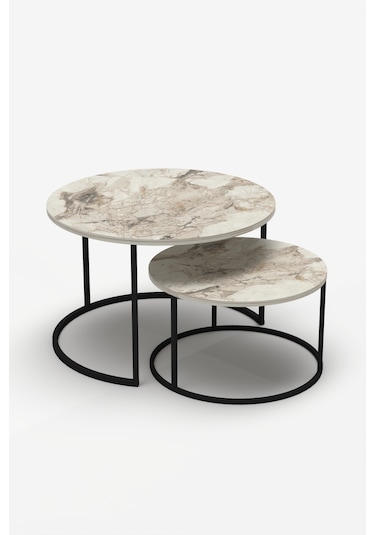 Orta Sehpa Bade İkili Lüx Yan Sehpa Masa Efes Ekru