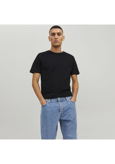 Jack & Jones Bisiklet Yaka Basic Tisört-Organic 12156101 Siyah