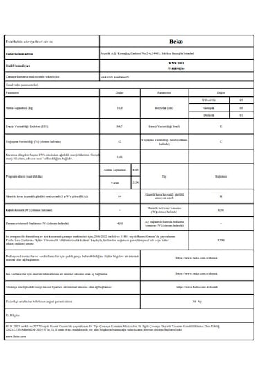 Beko KMX 1001 10 KG Isı Pompalı Çamaşır Kurutma Makinesi