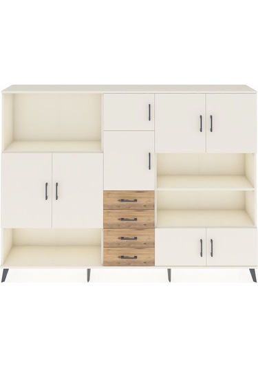 Arges Dolap 9 Raflı 4 Çekmeceli 8 Kapaklı 220x30x163 Aytaşı-aytaş Aytaşı-aytaşı/çam