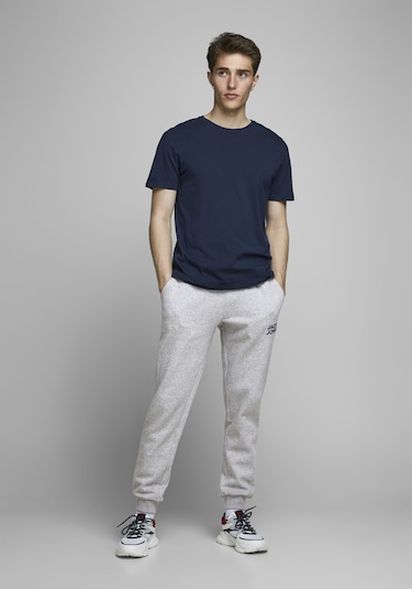Jack & Jones Paçası Lastikli Eşofman Altı 12178421 Light Grey Melange Açık Gri - Turuncu