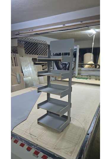 5 Gözlü, Geçmeli Mdf Lam Raf Standı - 35x110x28 Cm - Demonte, Kol
