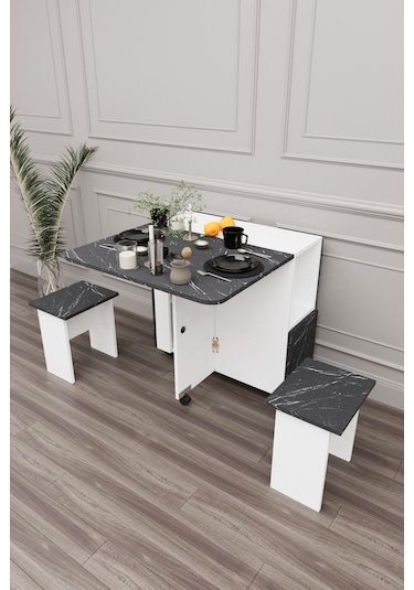 Bozova Oval Katlanabilir 4 Taburali Mutfak Yemek Masası